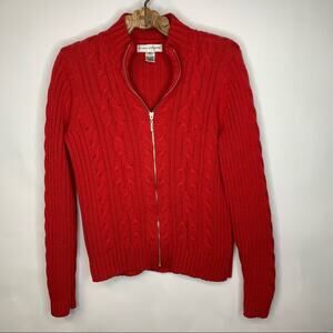 Evan Picone Red Cable Knit Cardigan Sz Small